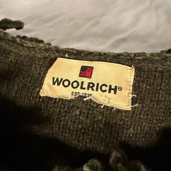 Woolrich 100% Lambs Wool Green Stripe Fringe Collar Button Up Vest - XXL - Picture 4 of 8